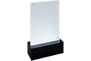 SIGEL TA423 Soporte de sobremesa con LED para A6, presentación a dos caras, con iluminación, transparente/negro, Acrílico