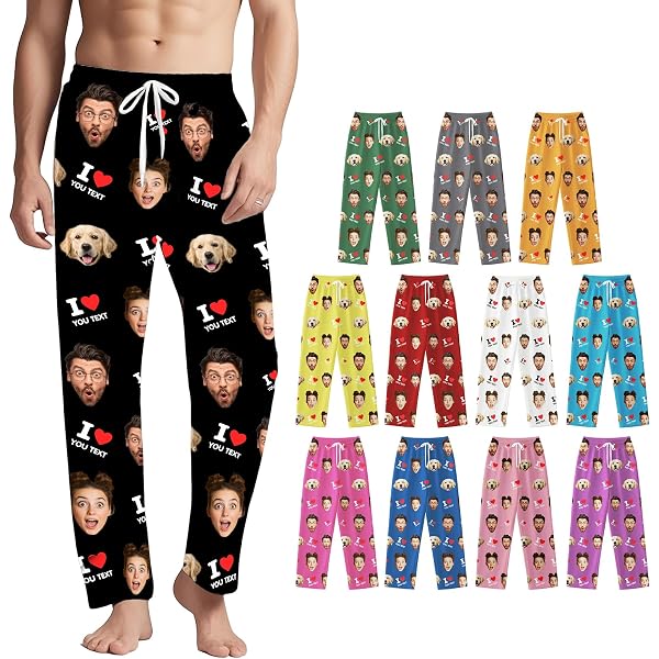 Pantalon Pyjama Personnalisé Avec Photo Et Texte - Pyjama Famille Couple Enfant - Cadeau Noël