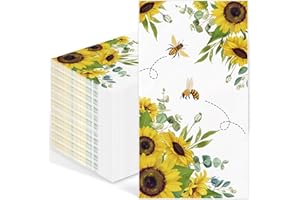 ‎WZCZF 50 Stück Sonnenblume Papierserviette, Sonnenblumen Deko Servietten, Servietten Blumen, Sonnenblumen Gelbe Blütenblätter für Hochzeit Jahrestag, Gartenparty, Sommerdeko, Geburtstagsdeko, Babyparty