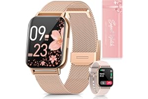 SWGOTA 【Caja de Regalo】Reloj Inteligente Mujer, 1.83" HD Smartwatch con Llamadas/Función Femenina/Pulsómetro/SpO2/Monitor de Sueño Calorías 113+ Modos Deportivos Podómetro WhatsApp IP68 Android iOS Oro Rosa