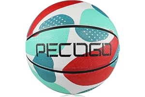 PECOGO Official Rubber Basketball 27.5"/29.5" Outdoor Indoor Mens Basketball Ball Size 5/7 for Kids Youth Teen Boys and Girls Gift Ideas(Without pump)