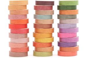 Songdao 36 rollos Pastel Washi Tape Set, Colores sólidos Cinta Adhesivo Decorativo Obra de Arte Inspirada Masking Tapes para Artes, Bullet Journal, Scrapbooking, Bricolaje (Autumn)