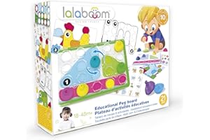 Lalaboom - Plateau d'Activités et Perles de Motricité - Jeu Éducatif Formes et Couleurs - Évolutif de 10 Mois à 4 Ans - 26 Pièces, BL710