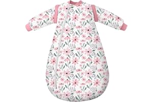 Yoofoss Baby Sleeping Bag 3.5 TOG - 6-12 Months Winter Sleeping Bag Baby with Removable Long Sleeves 100% Organic Cotton Sleep Sack Newborn Infant Toddler