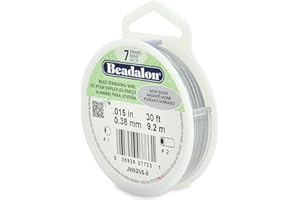 Beadalon Fil Cordage 7-Strand .015-inch x 30 '-Satin Argenté, d'autres, Multicolore