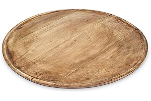 ‎SPETEBO Mangoholz Servierplatte Natur lebensmittelecht - 37cm - Massivholz Dekotablett rund groß - Serviertablett Kerzentablett Tisch Deko Holz Tablett Weihnachten Advent Hochzeit Geschenke Dekoration