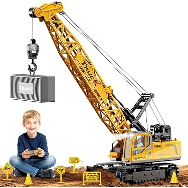 Grue Télécommandée 1:16 Cheffery – 13 Canaux, Rotation 680°, LED, Sons, Fumée, Double Batterie, Tout-terrain, Cadeau 6+ Ans
