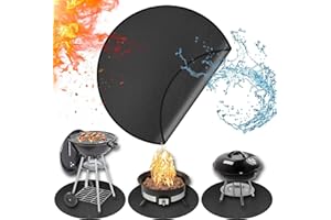 ROCKY&CHAO 39" Fire Pit Mat for Solo Stove Bonfire, Round Fireproof Firpit Mats under Fire Pit,Camping Stove Mat for Solo Stove Accessories,Under Grill Mat for Outdoor Grill,Deck Patio Protector BBQ Mat,Portable