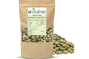 Vitalesia Edamame Bohnen 1kg | geröstet & gesalzen | Proteinreicher Snack | Premium Edamame |Frischebeutel wiederverschließbar | vegan