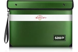 ‎VAILOIN Vailoin 5200℉ Feuerfeste Tasche mit Reißverschluss,(34x28cm) Dokumententasche Feuerfest Wasserdicht,Geldtaschen Banktasche,Dokumentenkoffer Aktentasche für A4 Dokumente,Passport(Grün)
