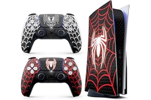 HK Studio Spider Web Decal Sticker Skin Specific Cover for Both PS5 Disc Edition and Digital Edition - Waterproof, No Bubble, Including 2 Controller Skins and Console Skin