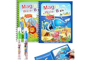 Canollo 2 Stück Wassermalbuch mit 2 Stück Wasserstifte für Kinder, Wiederverwendbar Aqua Doodle Baby Malbuch, Water Wwow Malbuch, Wassermalbuch ab 2 Jahr, Magic Water Book Für Kinder Geschenke