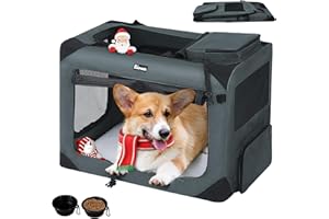 Reerooh Dog Carrier Cat Carrier Bag, Foldable Fabric Car Dog Travel Crate, Portable Soft Pet Carrier for Transport, Breathable Carrier with Cushion & Bowls