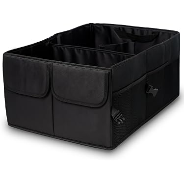 Ottimizzazione Spazio Bagagliaio Organizer Per Baule Auto COOFULL - 7 Tasche Capienti | 2 Bastoncini Regolabili | Nero | Per Bagagliaio Ordinato Borsa Portaoggetti Per Auto - 11