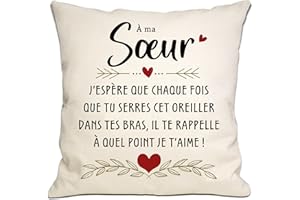 BOMMEX Cadeau de la sœur du frère J'espère Que Chaque Fois Que tu serres ce Coussin, il Te rappelle Combien Je t'aime Housse de Coussin pour sœur Cadeau d'anniversaire Cadeau de (sœur)