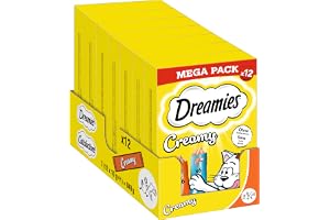 Dreamies Creamy Snacks krämiga kattsnacks med kyckling & lax Megapack 7 x 12 x 10 g