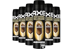 AXE - Déodorant Homme Spray - Magnum Gold Caramel Billionnaire - 48h non-stop frais - Parfum de caramel gourmand - lot 6x200ml