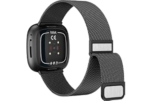 Amzpas Armband för Fitbit Versa 3 armband kvinnor män, rostfritt stål metall nät ersättningsarmband magnetlås klockarmband fö