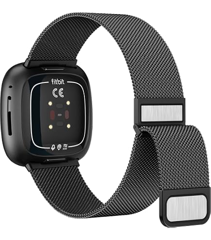 SeNool Magnet-Armband Für Fitbit Versa 3 / Sense – Edelstahl-Mesh, Schwarz, Wasserdicht & Verstellbar