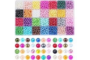KBRAKSI 1960PCS Perles Rondes Colorées 6mm Perles pour Bracelet 28 couleurs Perles pour Bijoux Kit Bracelet Perle pour Collier Kit Perles Bijoux Enfant pour Bracelet Collier Fabrication de Bijoux