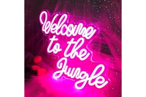FESPCJ Welcome to The Jungle LED neon sign wall decoration pink neon light garden home porch store Christmas living room bar decoration USB 5V, 16.5 "* 13"