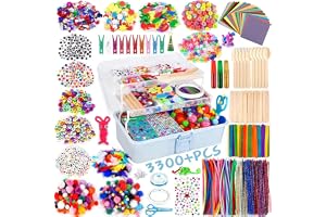 Purpledi 3300+ stycken pysselset för barn, pysselmaterial i pysselfodral, gör-det-själv pysseltillbehör, pysseltillbehör, set, pysselpresent till födelsedag, jul från 3 4 5 6 år (A)
