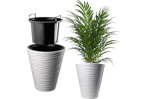 KADAX Doniczka na kwiaty, okrągła donica na rośliny, do użytku wewnątrz i na zewnątrz, odporna na warunki atmosferyczne, z tworzywa sztucznego, ozdobna donica na kwiaty, do domu, ogrodu, na balkon (Ø