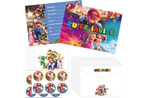 RASMADHUR Carte Invitation Anniversaire Enfant,12 Francais Carte Invitation+12 Enveloppes+12 Autocollants,Invitation pour Anniversaire,Invitation Anniversaire Garcon/Fille,Soirée,Bal