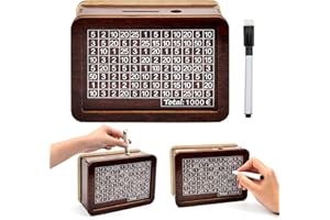 XINRONGDA Hucha de Monedas de Madera, Hucha con Objetivos de Ahorro, Alcancía diseño Vintage, Hucha para Niños y Adultos, Hucha Reutilizable para Decoración del Hogar