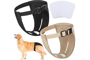 XUNIEA 2er Packung Hündinnen Läufigkeitshose Waschbare Schutzhöschen Wiederverwendbare Hundewindeln Hundehose mit 6 Damenbinde Verstellbare Schutzhose für Weibchen Hunde Läufigkeit (XL)