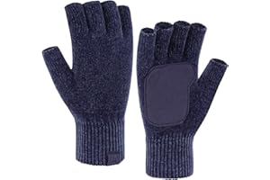 Bequemer Laden Invierno Guantes Sin Dedos Termicos para Mujeres Hombres Guantes de Punto Chenilla con Medio Dedo Cuero Antideslizante Regalo