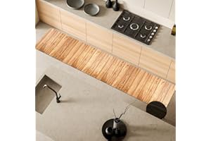 Comart - Tappeto Cucina Malaga - Passatoia 100% PVC - Antimacchia - Antiscivolo - Impermeabile - Tappetino Lavabile in Lavatrice - Corsia Moderna per Cucina e Corridoio - Legno Beige - 55x270 cm