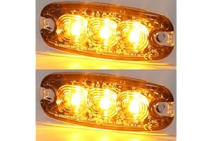 AGRISHOP 2 Ámbar Luz Estroboscópica Peligrosas Intermitente Advertencia de Emergencia LED,Ultrafinas Faro Luces Beacon Delanteras Traseras led para 12-24V Coche Vehículo Camión Remolque Homologation