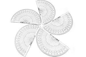 Ashton and Wright - 180 Degree Protractor - 10cm - Lightweight School Protractors (Clear, Pack of 5)