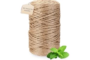 Staranry 100m Jute-Schnur, 4mm Braun Juteschnur, 100% Natur Jute Kordel, Reißfestes Naturgarn für Basteln, Jutegarn Naturfarbe, Paketschnur Naturfaser, Bindegarn, Bindeschnur für Deko
