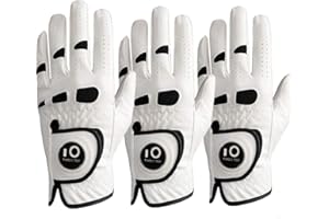 FINGER TEN Golf Gloves Men Left Hand Right with Ball Marker Pu Leather Weathersof Value 3 Pack, Rain Grip Golf Glove Mens Wear Resistant Durable Thumb Palm Patch Flexible Comfortable for Perfect Swing
