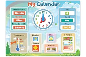 SMART PANDA My First Calendar by SmartPanda – Kids Magnetic Educational Toy – For Toddlers, Boys and Girls – Learning Clock, Weather Station and Emotions – Wall or Fridge