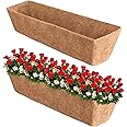 THE WHITE SHOP 2 Pcs 36"Coco Fiber Replacement Liner, Pre-Formed Window Basket Coco Liner, Natural Coconut Coir Planter for Wall Hanging Basket, Window Box, Flower Pot, Fence, Railing
