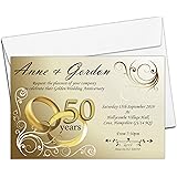 1-100 PACK OF 50TH GOLDEN WEDDING ANNIVERSARY PARTY INVITATIONS Cards Invite | UK