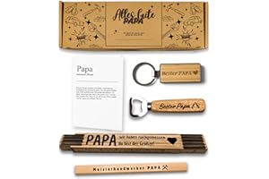 Presentix® Bester Papa Geschenkset - mit Bieröffner, Zollstock, Bleistift und Schlüsselanhänger | Geschenke für Väter | Geburtstagsgeschenk für Männer | bester Papa Geschenke | Geschenkbox Papa