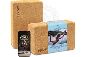 ALPIDEX Yogaboll av kork 2-pack ekologisk och hållbar kork från Portugal korkblock träningsblock yogaklott