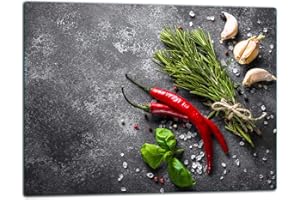 TMK ArtDeko Glass Chopping Board - Glass Chopping Board for Kitchen 52 x 40 cm - Robust, Hygienic & Non-Slip - Glass Chopping Board - Additional Work Surface - Versatile Use