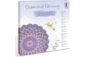 Ursus 43520008F - Diamond Painting Mandala Set 8, kit de Bricolage avec Toile et Pierres dans Les Tons Lilas, Roses et Bleus