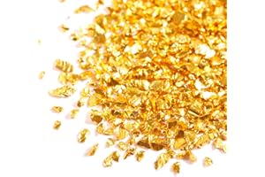 JBEIY 200g di Vetro Schiacciato per l'artigianato, 2-4 mm di Glitter Irregolari, Pietra di Vetro Schiacciata Metallica per Unghie Artistiche, Progetti in Resina Fai-da-te, Creazione di Gioielli- Oro