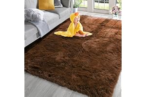 BOLUXIU Living Room Rugs,Coffee 140 * 200cm Fluffy Area Rug for Bedroom, Soft Touch Rug for Kids Room, Living Room Decor, Fuzzy Carpet for Nursery Soft Shaggy Rug for Play Room