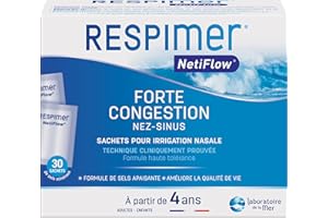 RESPIMER® NetiFlow® - Recharges 30 Sachets pour Irrigation Nasale - Formule Brevetée et Fabriquée en France - Dès 4 ans