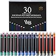 Wordsworth & Black Fountain Pen Ink Refills - Set of 30 Assorted Colors Ink Cartridges - International Standard Size - Length APPR 5.2 cm - Base Diameter APPR 0.6 cm - Disposable and Generic