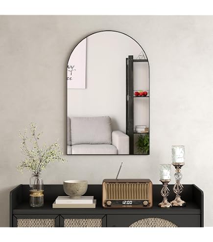 FORBATH Specchio Ad Arco Nero 61x122 Cm, Telaio In Alluminio, Moderno, Per Camera Da Letto, Soggiorno, Ingresso