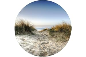 Wallario Glasbild rund Weg durch die Dünen zum Strand am Meer - Rund, 50 cm Durchmesser Wandbild Glas in Premium-Qualität: Brillante Farben, freischwebende Optik