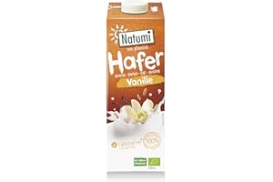 ‎NATUMI Natumi Bio Haferdrink Vanille, 8 x 1L – laktosefrei, ohne Zuckerzusatz, Bio, vegan, milchfreie Alternative